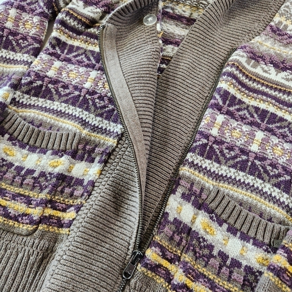Eddie Bauer Women's Size S Full Zip Sweater Cardigan Jacket Shawl Neck Fair Isle - Picture 4 of 10